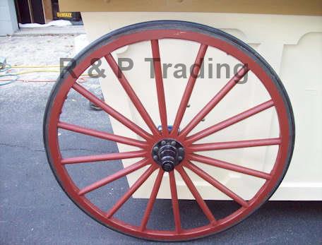 close up of sealed bearing wagon wheel on vender cart