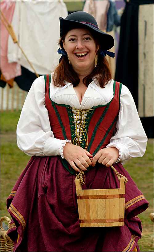 pine bucket in renaissance fair as a prop