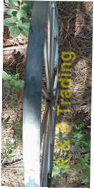 large steel wagon wheel width closeup